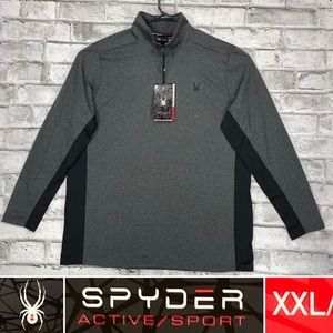 NWT SPYDER Mens XXL Gray 1/4 Zip Wicking Lightweight Activewear Pullover Shirt